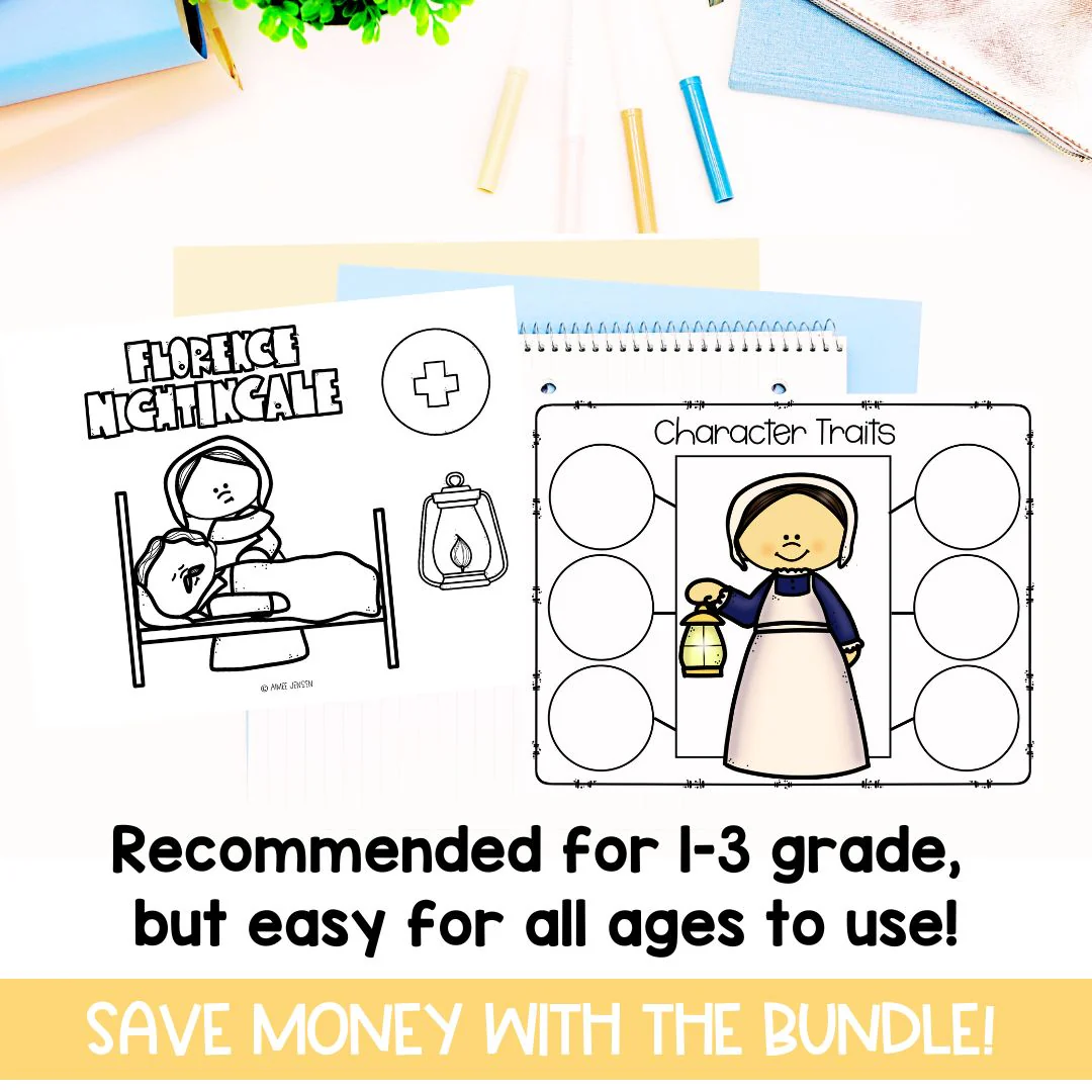 Explore the life and impact of Florence Nightingale in this educational resource Florence Nightingale biography worksheet for third-grade students