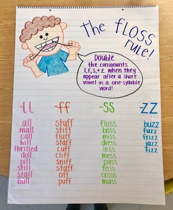 Engaging activity for practicing the FLOSS rule in writing skills FLOSS Words worksheet for second graders focusing on double letter identification