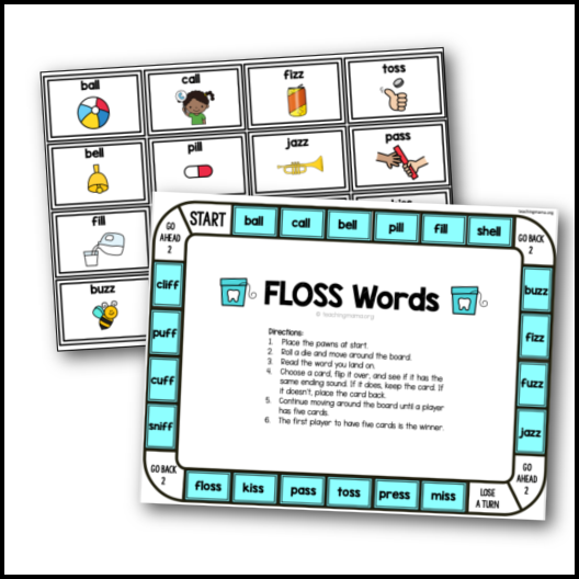 FLOSS rule reading practice worksheet image for Grade 2 students FLOSS Words worksheet for second graders to practice identifying double letter words