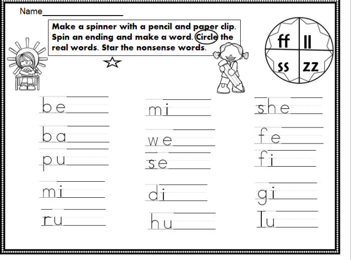 Engaging reading practice on double letters with the FLOSS rule for young learners FLOSS Words worksheet for second graders focusing on double letter identification