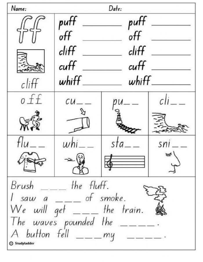 Engaging activity for students to practice the FLOSS rule in writing FLOSS Words worksheet for second graders focusing on double letters in words