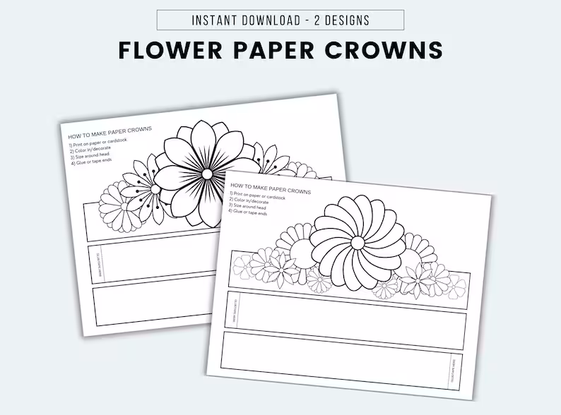 Colorful flower crown worksheet for first graders to explore geometry concepts