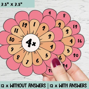 Colorful flower multiplication worksheet for third graders to practice their math skills.