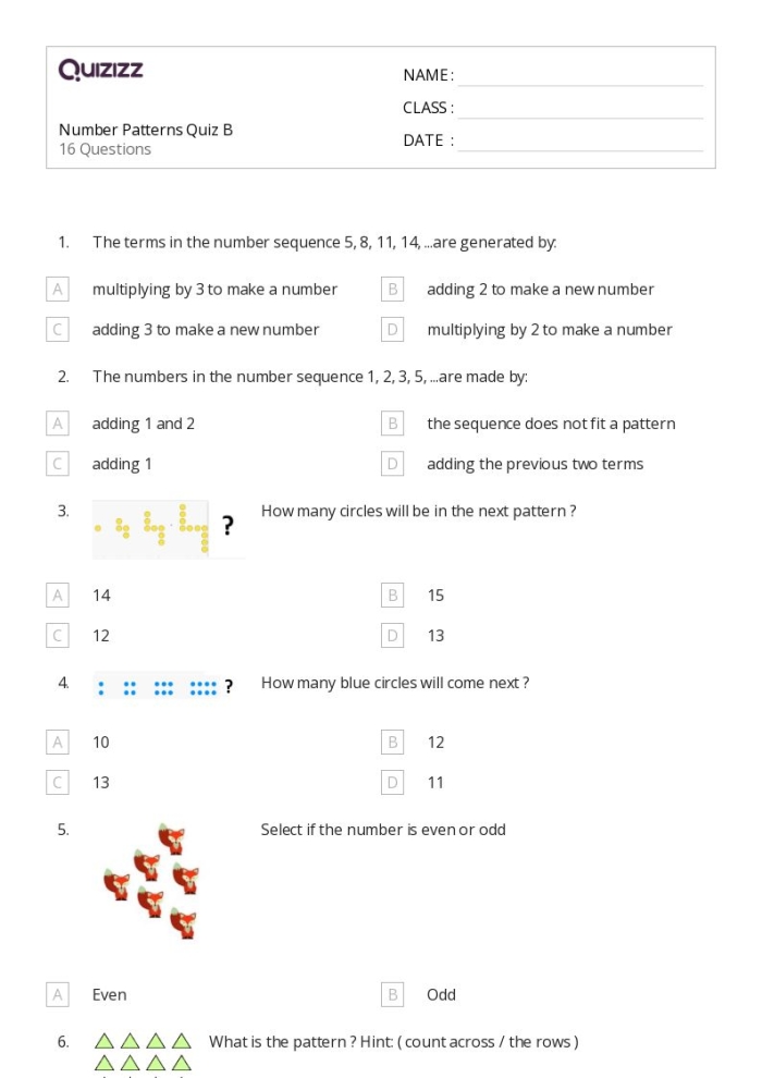 Follow the Rules: Number Patterns worksheet for third grade students Worksheet featuring number patterns for third graders to enhance problem-solving skills