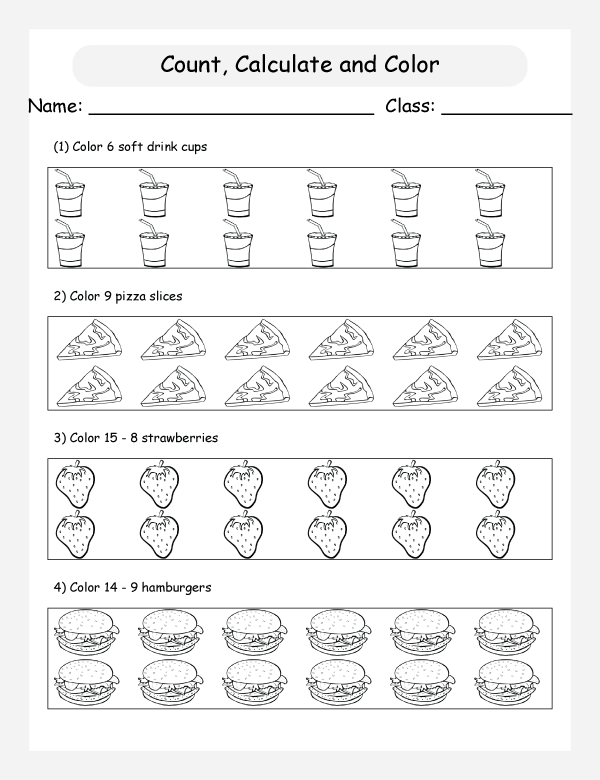 Engaging worksheet image focusing on fractions and nutrition for fourth-grade students Colorful Food Math worksheet designed for fourth graders to learn fractions and conversions