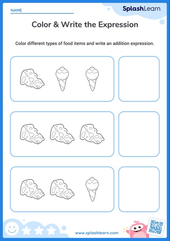 Fractions worksheet for Fourth Grade Colorful Food Math worksheet for fourth graders focusing on fractions and conversions. Engaging activity sheet teaching nutrition guidelines through fun math problems.