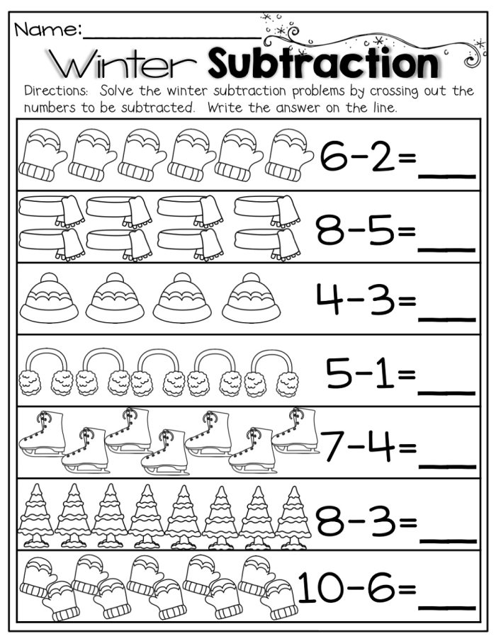 Food Math Subtraction Fun Worksheet Number 18 Preschooler worksheet page featuring colorful food illustrations for learning basic subtraction skills