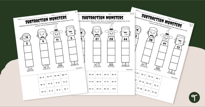 Food Math Subtraction Fun Worksheet Number 24 Pre-K students counting and subtracting colorful food items on a printable worksheet