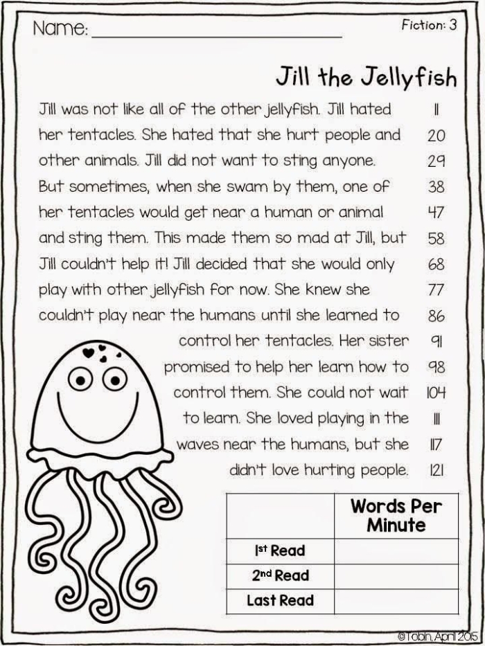 Third grade reading fluency football worksheet with 100-word passage for young learners to practice reading skills