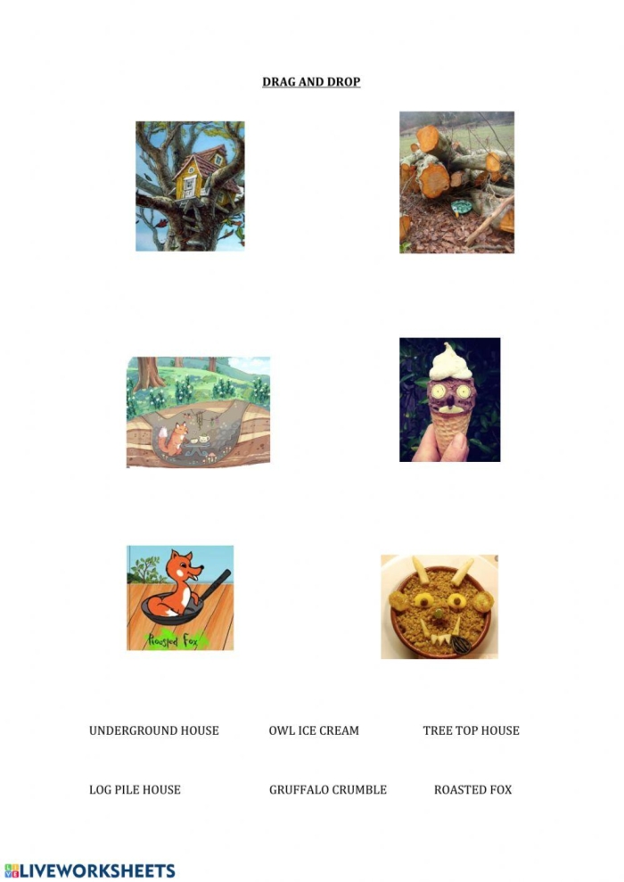 Kindergarten worksheet featuring forest animal matching activities for young students
