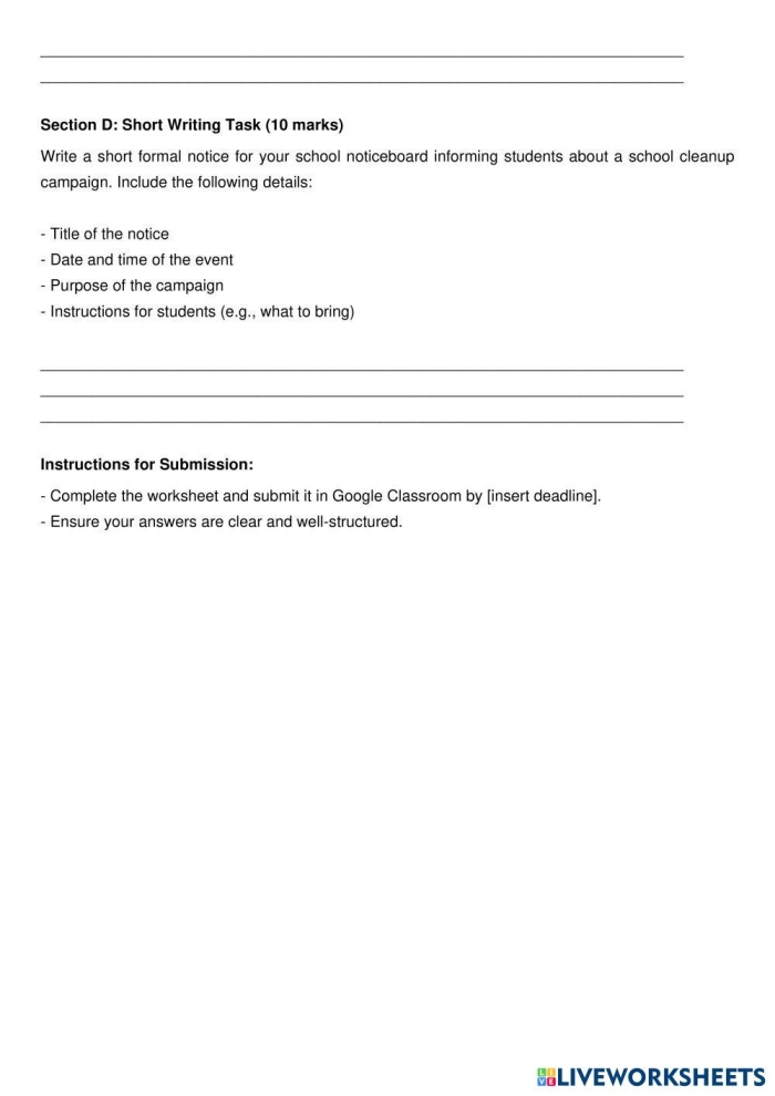 Formal Writing Practice Exercise for Middle School Students Sixth grade student completing a formal tone writing worksheet with examples of informal and formal language