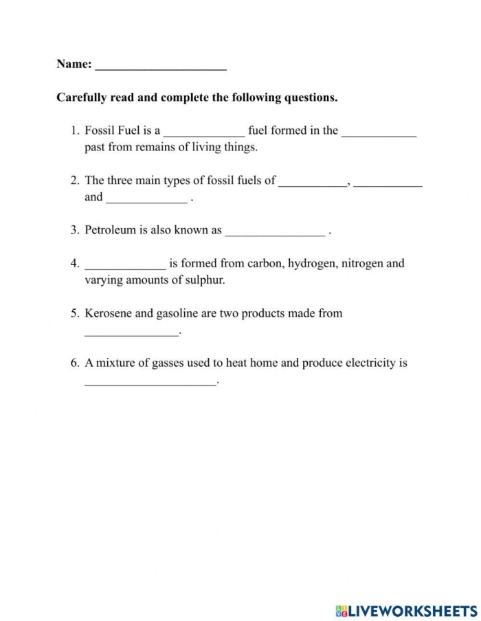 Human Impact Fossil Fuels Worksheet 18 Sixth grade history worksheet about the environmental effects of burning fossil fuels