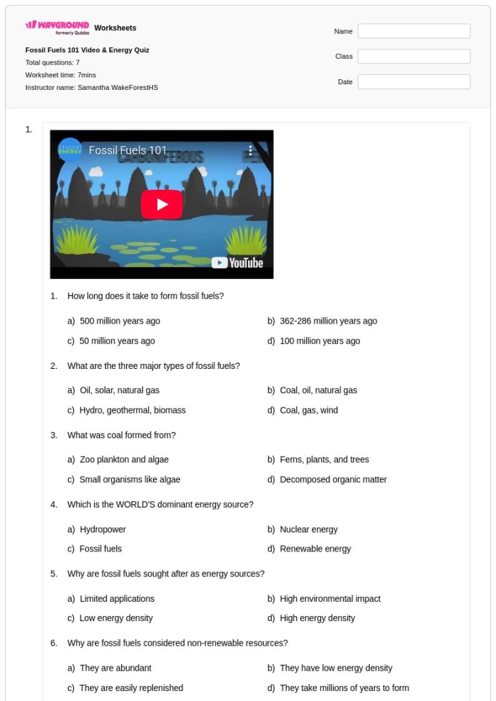 Human Impact Fossil Fuels Worksheet 17 Sixth Grade Environmental Science Activity A sixth grade history student completing a research worksheet about the environmental consequences of fossil fuel usage.