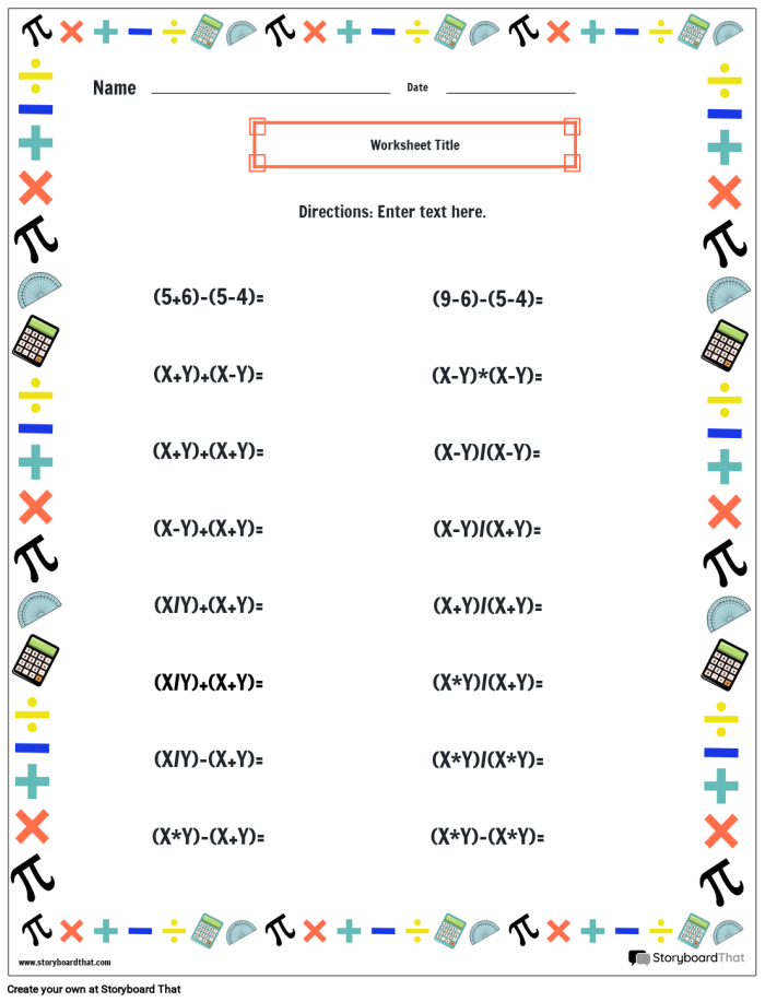 Worksheet featuring the Four in a Row math game focused on mixed operations for third graders