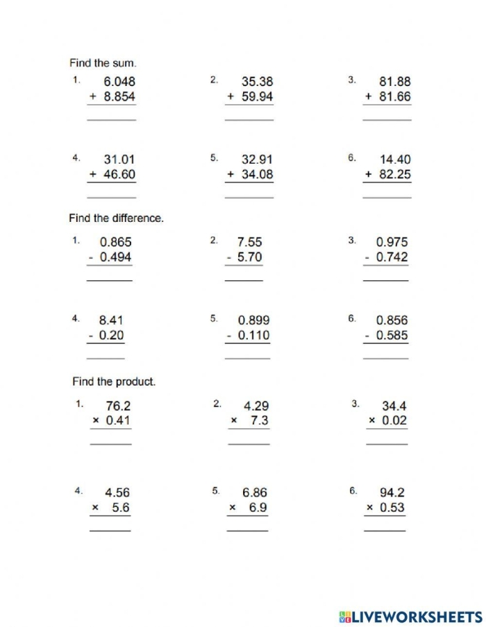 Fourth grade students playing the Four in a Row: Mixed Operations math worksheet
