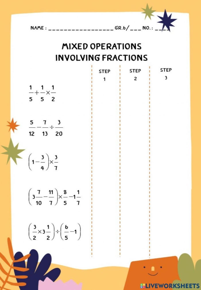 Colorful illustration of the Four in a Row: Mixed Operations worksheet for third graders engaging in math practice. Fun and interactive worksheet showcasing mixed operations for a competitive math game.