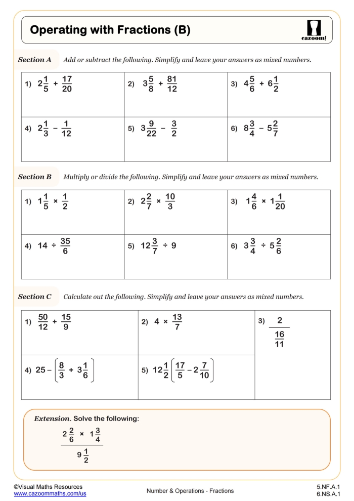 Worksheet featuring the Four in a Row: Mixed Operations game for third graders