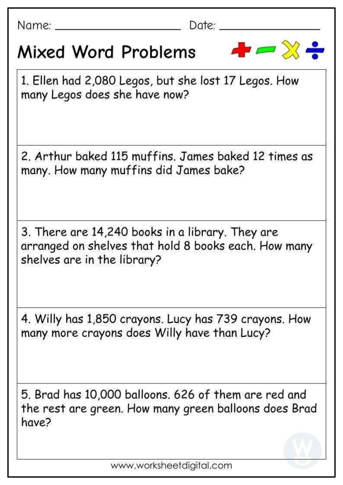 Colorful worksheet featuring the Four in a Row: Mixed Operations game for third graders