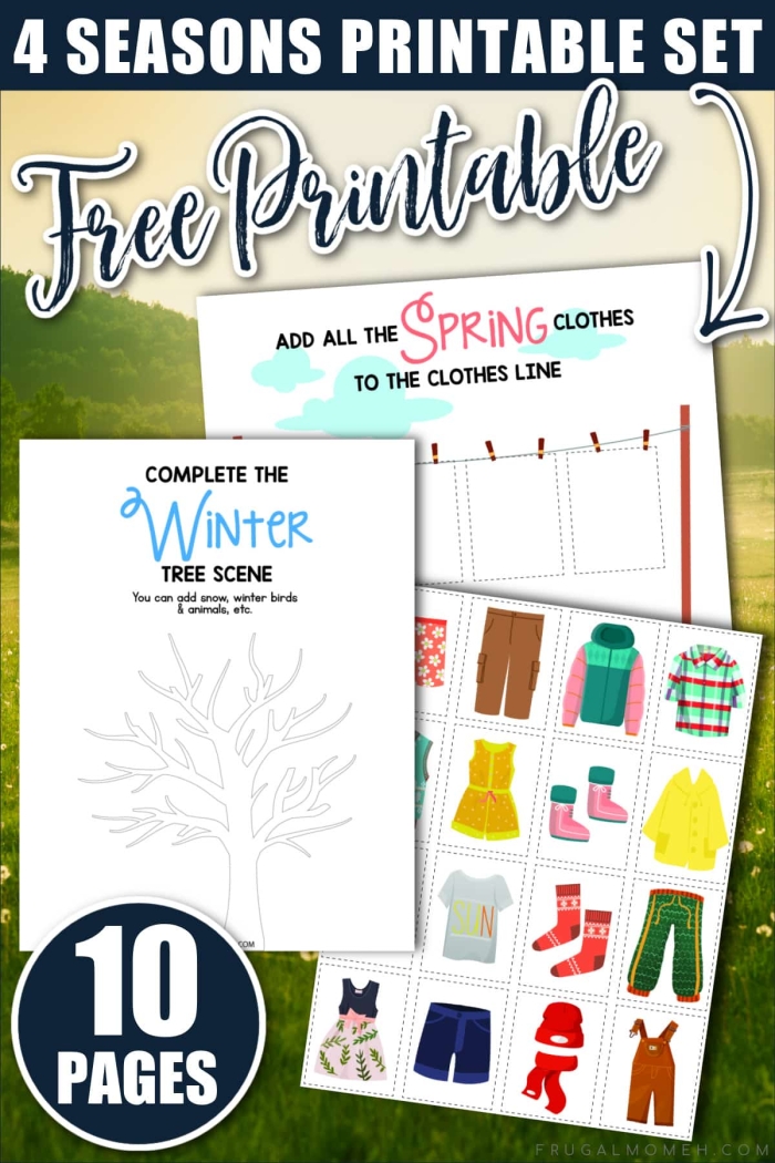 Colorful worksheet featuring the Four Seasons Activity Placemat for Kindergarten students