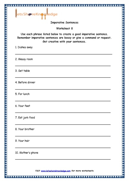 The Four Types of Sentences Practice Sheet Number 21 for Fourth Grade ELs Fourth grade handwriting worksheet covering declarative, imperative, exclamatory, and interrogative sentence types 21
