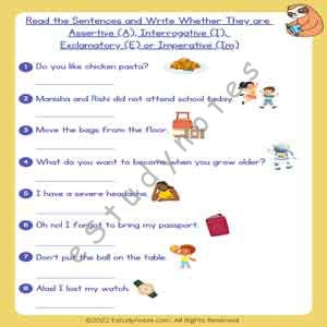 The Four Types of Sentences Worksheet Nine for Fourth Grade Students Fourth grade handwriting worksheet focused on identifying declarative, imperative, exclamatory, and interrogative sentences for EL students