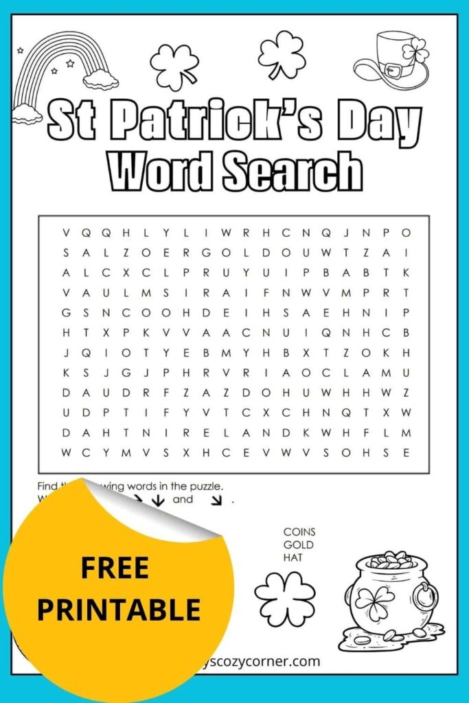 Fourth grade students solving an advanced St. Patrick's Day word search puzzle with shamrock and holiday-themed words