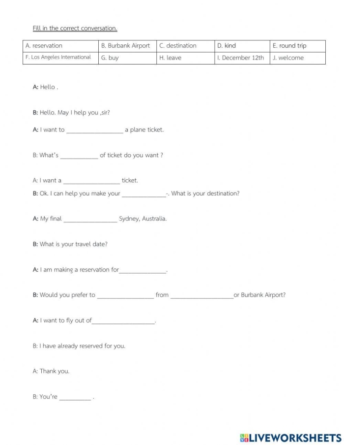 Airport Schedule worksheet for solving math problems in fourth-grade word families