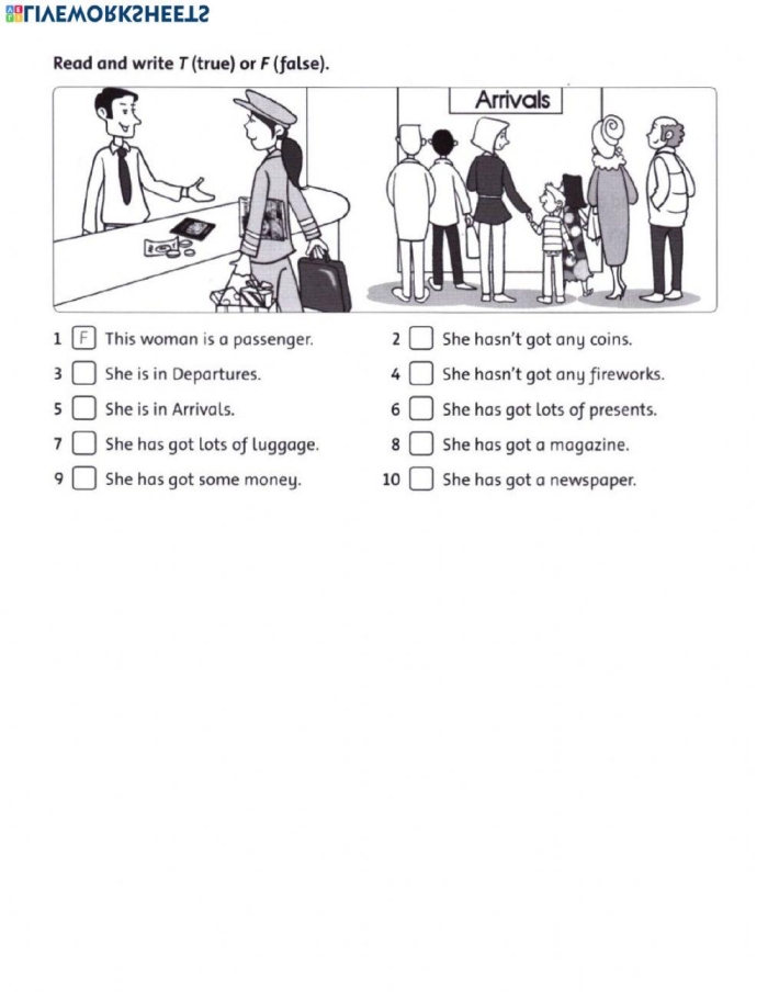 Fourth grade student completing a word family airport schedule math worksheet