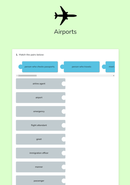 Fourth grade math worksheet featuring an airport flight schedule to practice time word problems