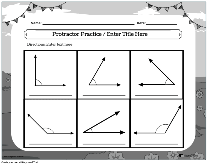 What's the Angle? worksheet exercise for angle discovery Worksheet for finding missing angles in geometry for fourth graders