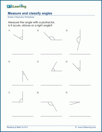Fourth grade students measuring and classifying angles using a worksheet with protractors