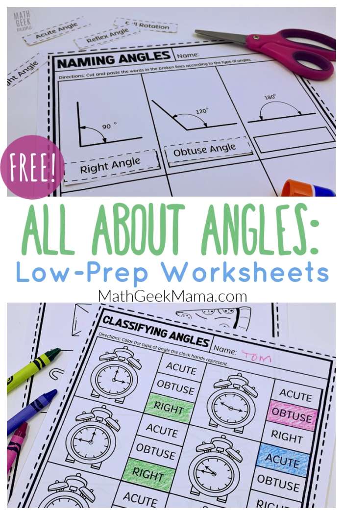 Worksheet featuring a fun geometry activity for fourth graders to measure and classify angles
