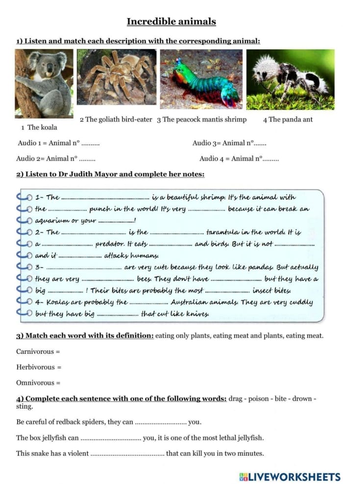 Fourth grade reading worksheet featuring fun animal facts and inference practice
