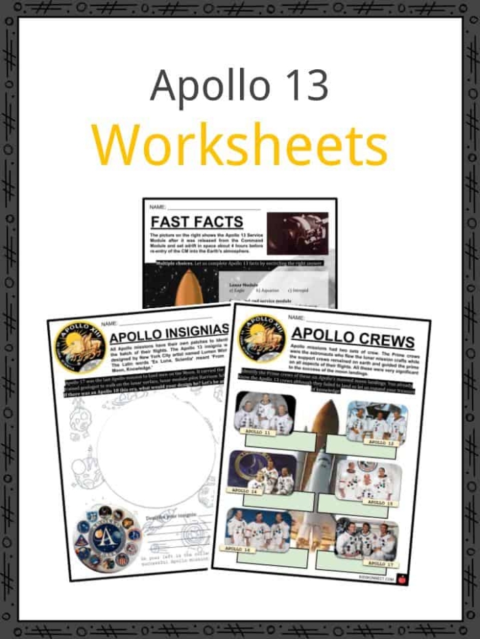 ALT text for Apollo 11 worksheet featuring facts and activities for fourth graders