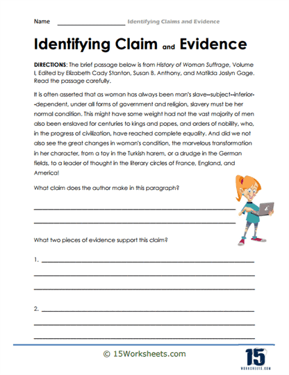 Worksheet illustrating the five essential components of argument writing for fourth graders