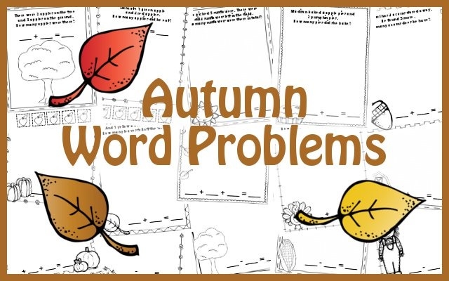 Autumn Word Problems Worksheet for Grade 4 Math Practice 12 Fourth grade student solving autumn-themed math word problems involving all four operations