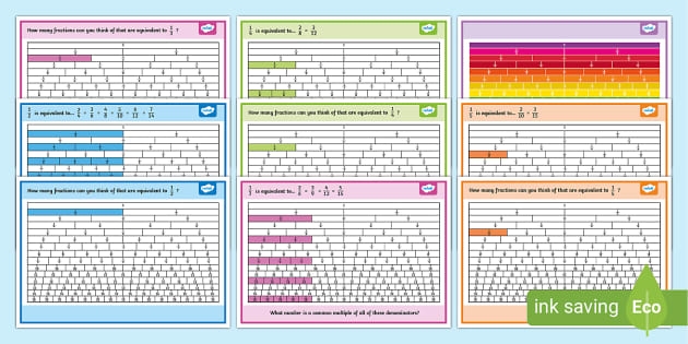 Bar models illustrating equivalent fractions for fourth-grade students