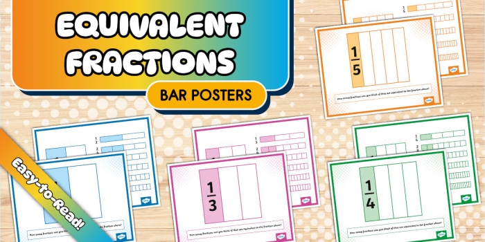 Fourth grade math worksheet featuring bar models to help students identify equivalent fractions