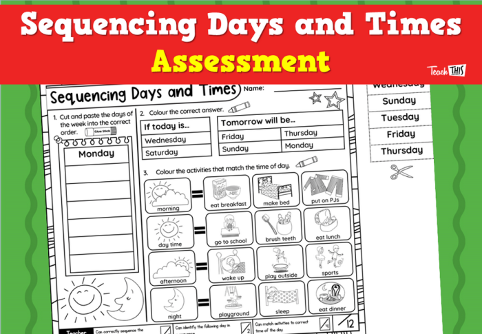 Fourth grade student worksheet for practicing time and sequence vocabulary words