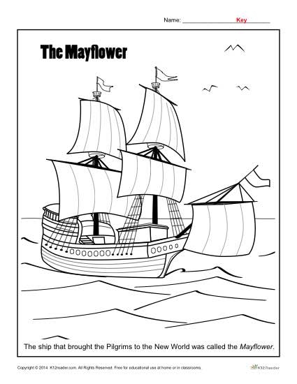 Fourth grade life science worksheet featuring a detailed illustration of The Mayflower ship for students