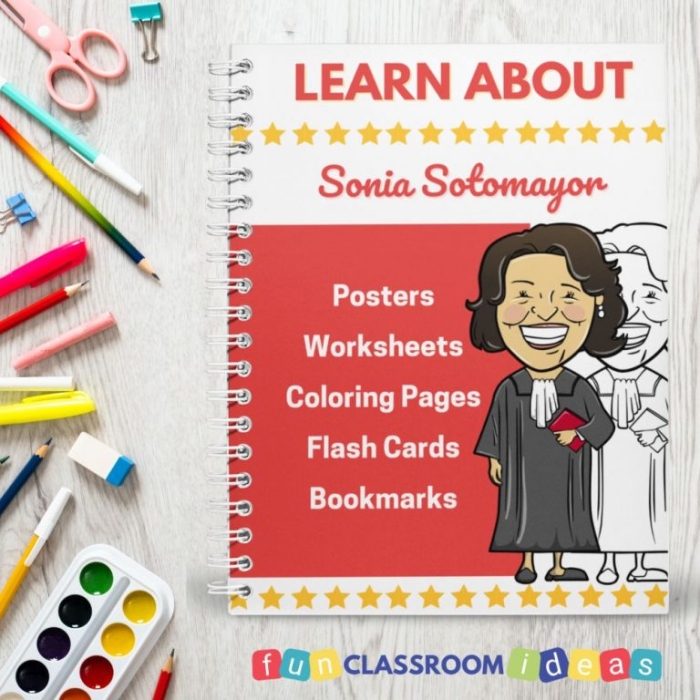 Biography worksheet featuring Sonia Sotomayor's childhood challenges and achievements