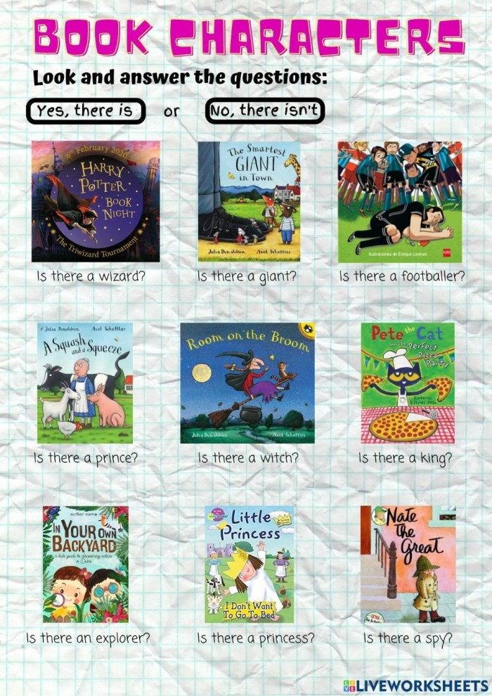 Young students engage with a Characters in Books worksheet for fourth grade reading comprehension. Worksheet image 24 focused on analyzing fiction characters.