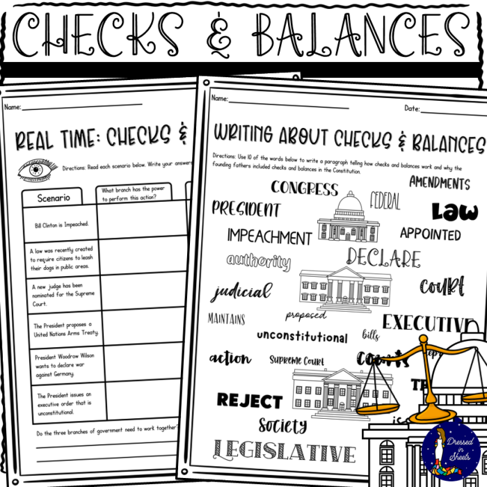 Fourth grade student completing a checks and balances system word search and quiz worksheet activity