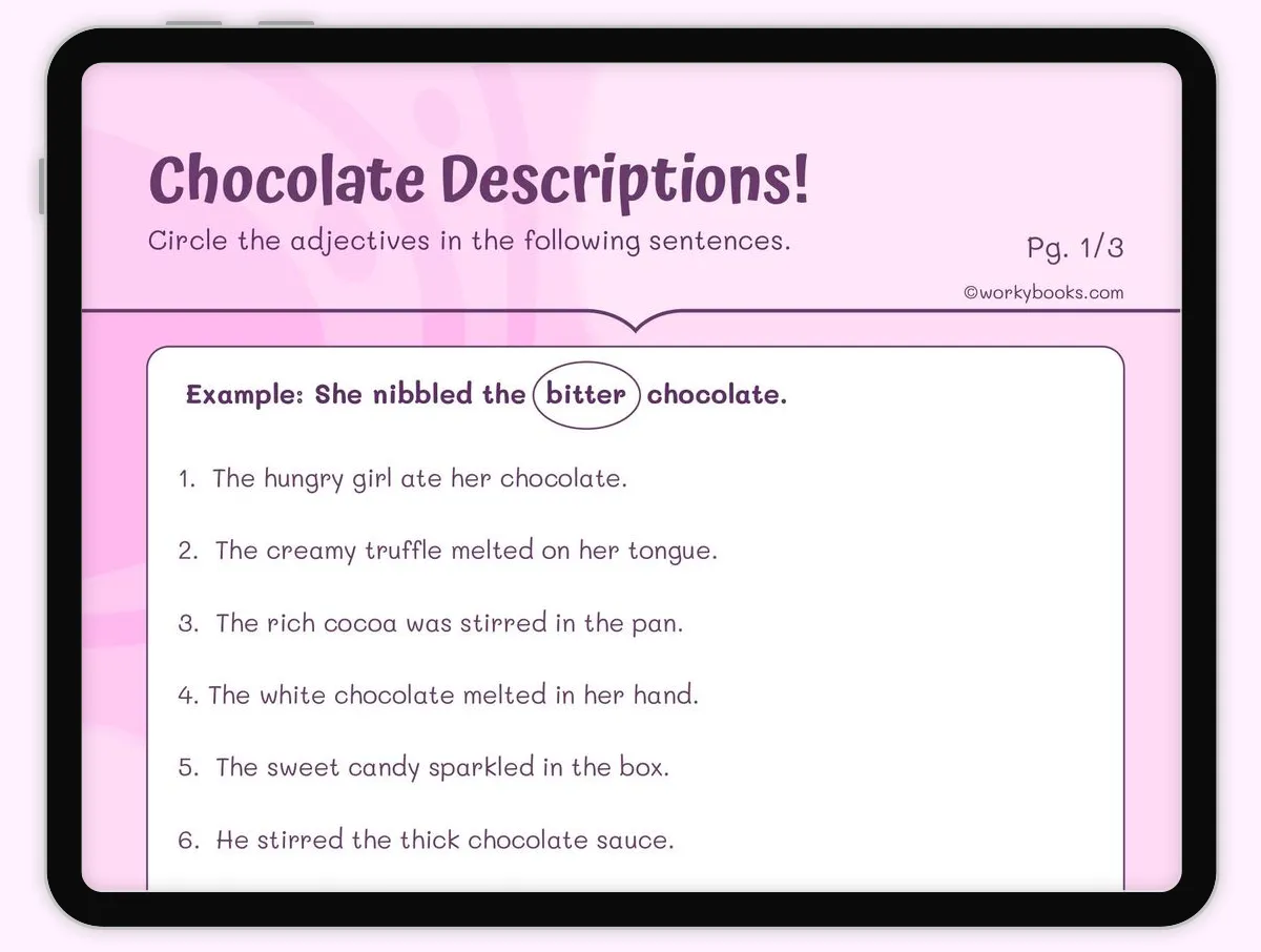 A fourth grade math worksheet featuring facts about the history of chocolate and decimal problems