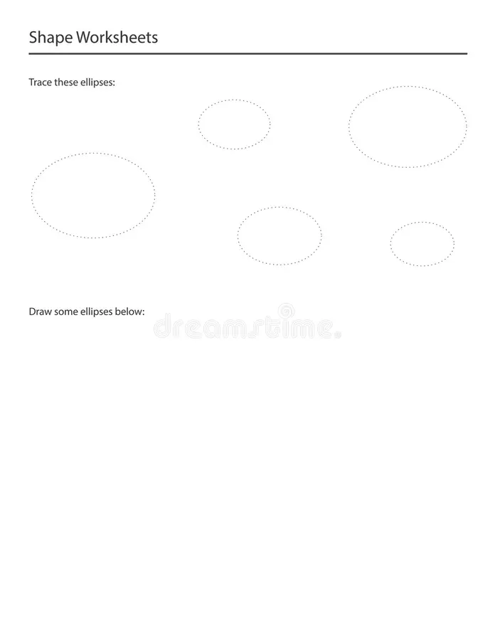 Fourth grade math worksheet explaining the geometric difference between a circle and an ellipse through a drawing exercise