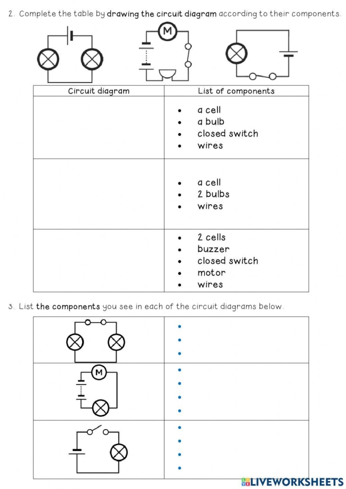 All About Circuits worksheet for enhancing phonics skills in Grade 4 Worksheet on circuits for fourth graders focusing on electricity concepts