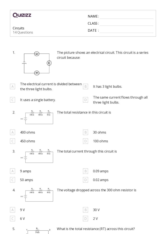 All About Circuits worksheet for reinforcing phonics skills in fourth graders Fourth grade worksheet focusing on circuits and electricity concepts
