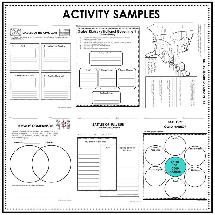 Fourth grade students studying a history worksheet about daily existence in the Civil War era