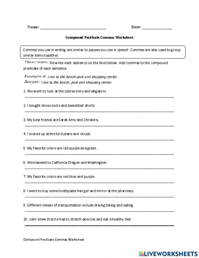 Worksheet focusing on correct comma usage for fourth graders in the Time and Money category