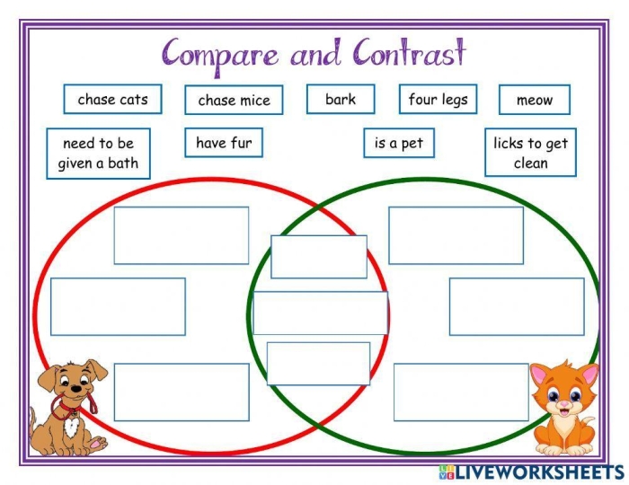 Blank Venn diagram for analysis in an algebra context, suitable for fourth-grade students Venn diagram worksheet designed for fourth graders to compare and contrast two stories